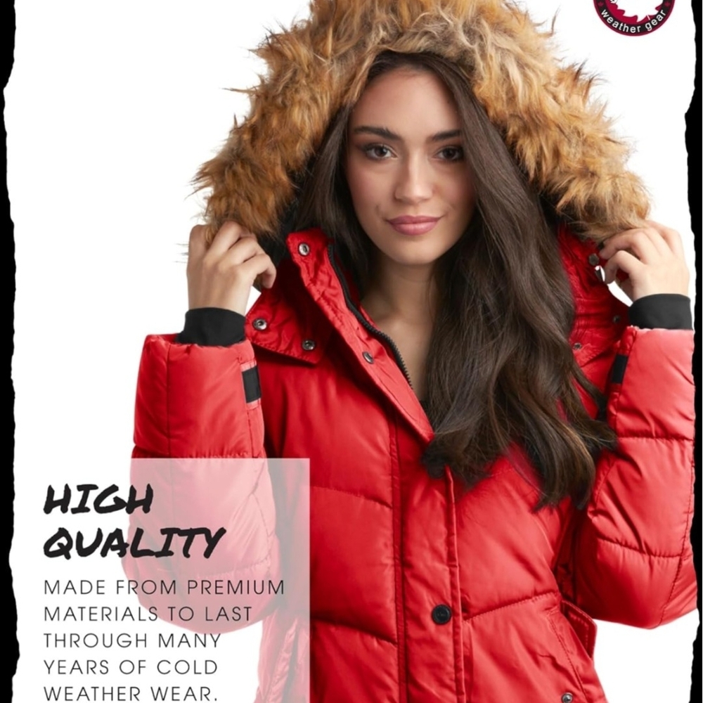 Canada Weather Gear Hooded Puffer Coat with Faux Fur Trim. Excellent condition.